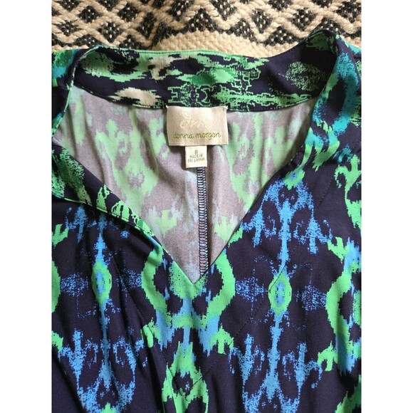 VTG Donna Morgan 8 Peacock Blue Green Stretch Resort Cruise Knee Length Dress - Picture 4 of 9